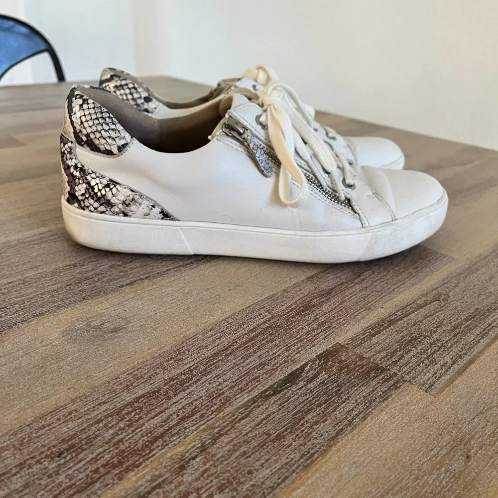 Naturalizer Women's Macayla Women Size 8.5 Tennis Shoe Snakeskin Zipper White